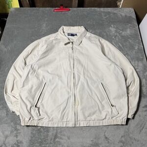 VTG 90s‎ Structure Mens Harrington Jacket in Ivory Size XL Preppy Casual